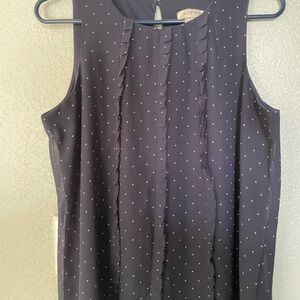 LOFT Navy Polka Dot Sleeveless Blouse